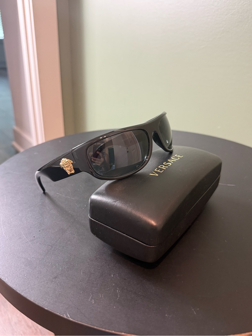 Versace Black Sunglasses with Gold Medusa Detail